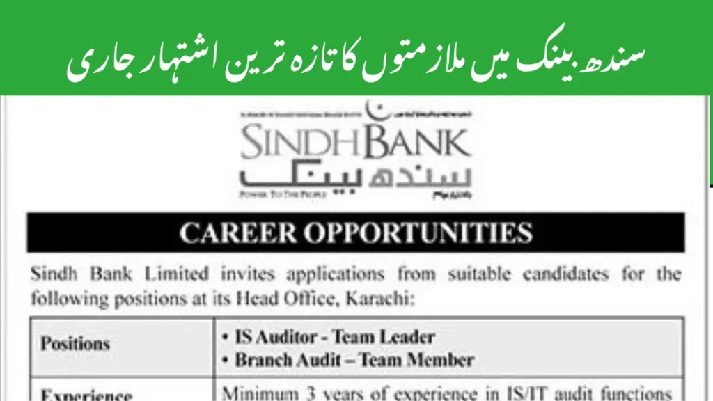 Sindh Bank Jobs 2026