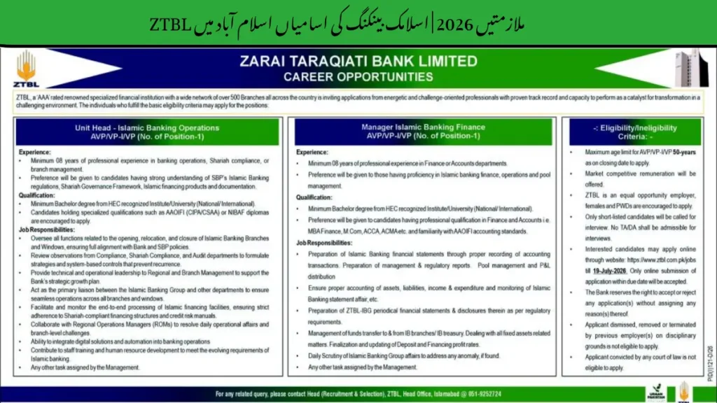 ZTBL Jobs 2026