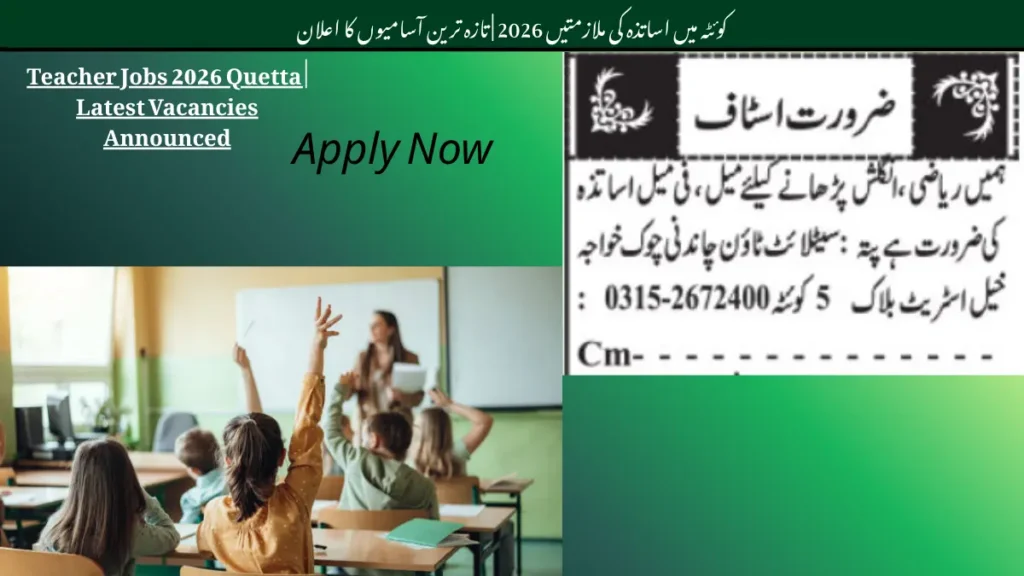 Teacher Jobs 2026 Quetta